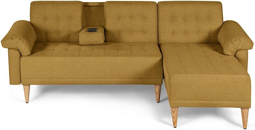 MAKORA Sala Modular Sofa Cama Brunello De 3 Plazas con Portavasos Memory Foam Respaldo Reclinable 3 Posiciones Recto Relax o Cama Perfecto para Departamento o Casa (Gris Claro)