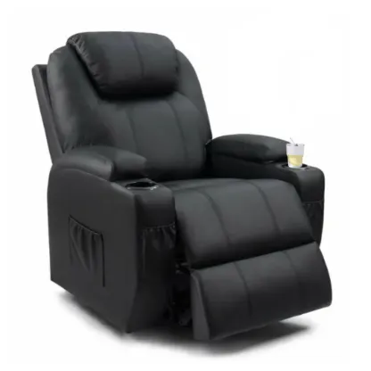 Silla reclinable de piel sintética con función de masaje y calefacción-taza