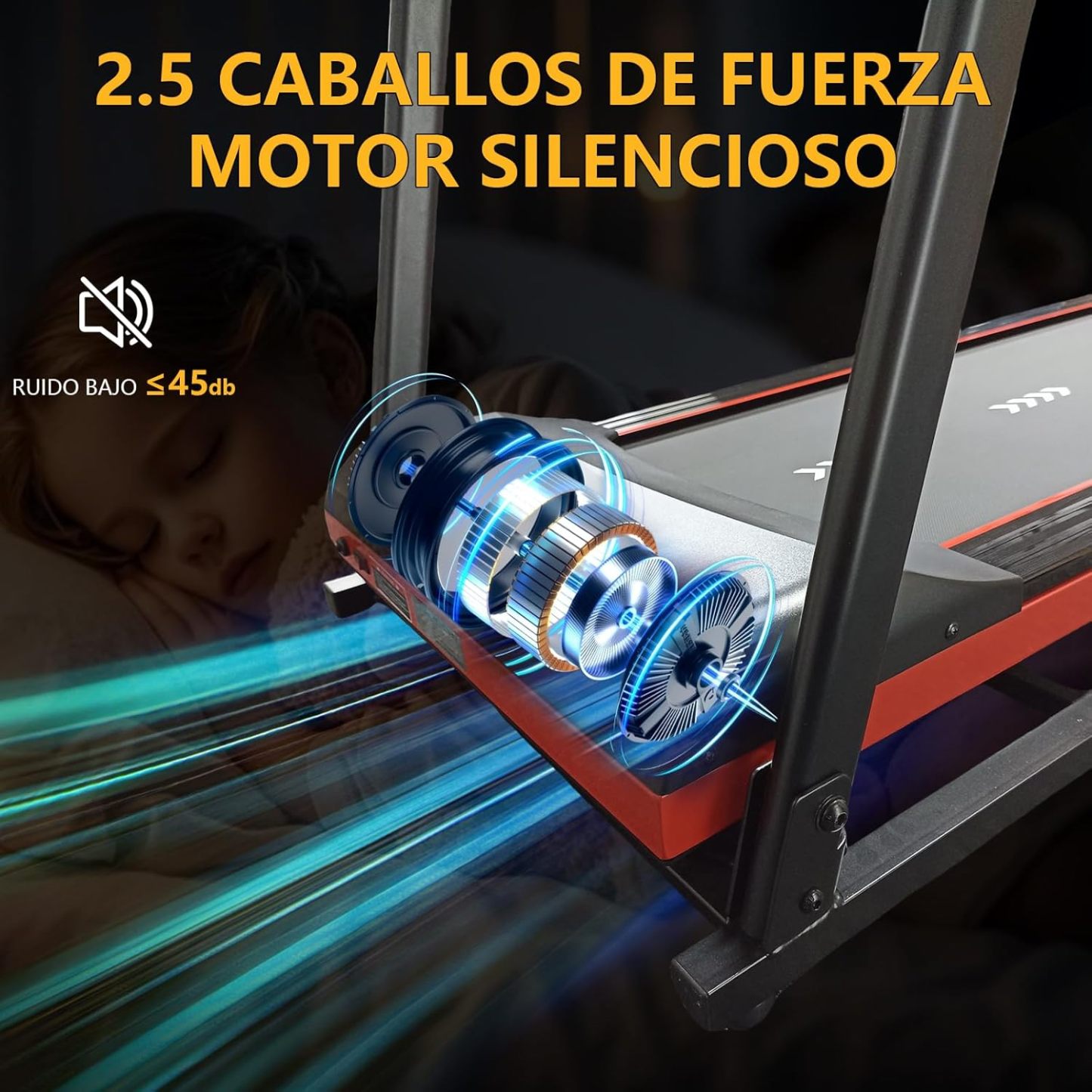 RESTSUKO Caminadora Electrica Plegable 2.5 HP, Caminadora Electrica con Asas, 3 Niveles de Inclinación, Antideslizante, Incluye Bocinas y Pantalla, Velocidad 1 a 12 km/h, Soporte 150 Kg