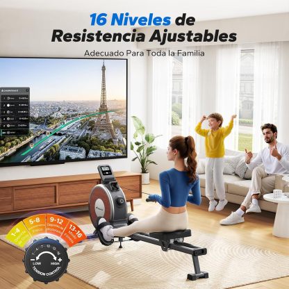 🏋️ MERACH Máquina de Remo, Remadora con Resistencia Magnética, App Propia, Equipo de Ejercicio para Entrenamiento de Cuerpo Completo en Casa