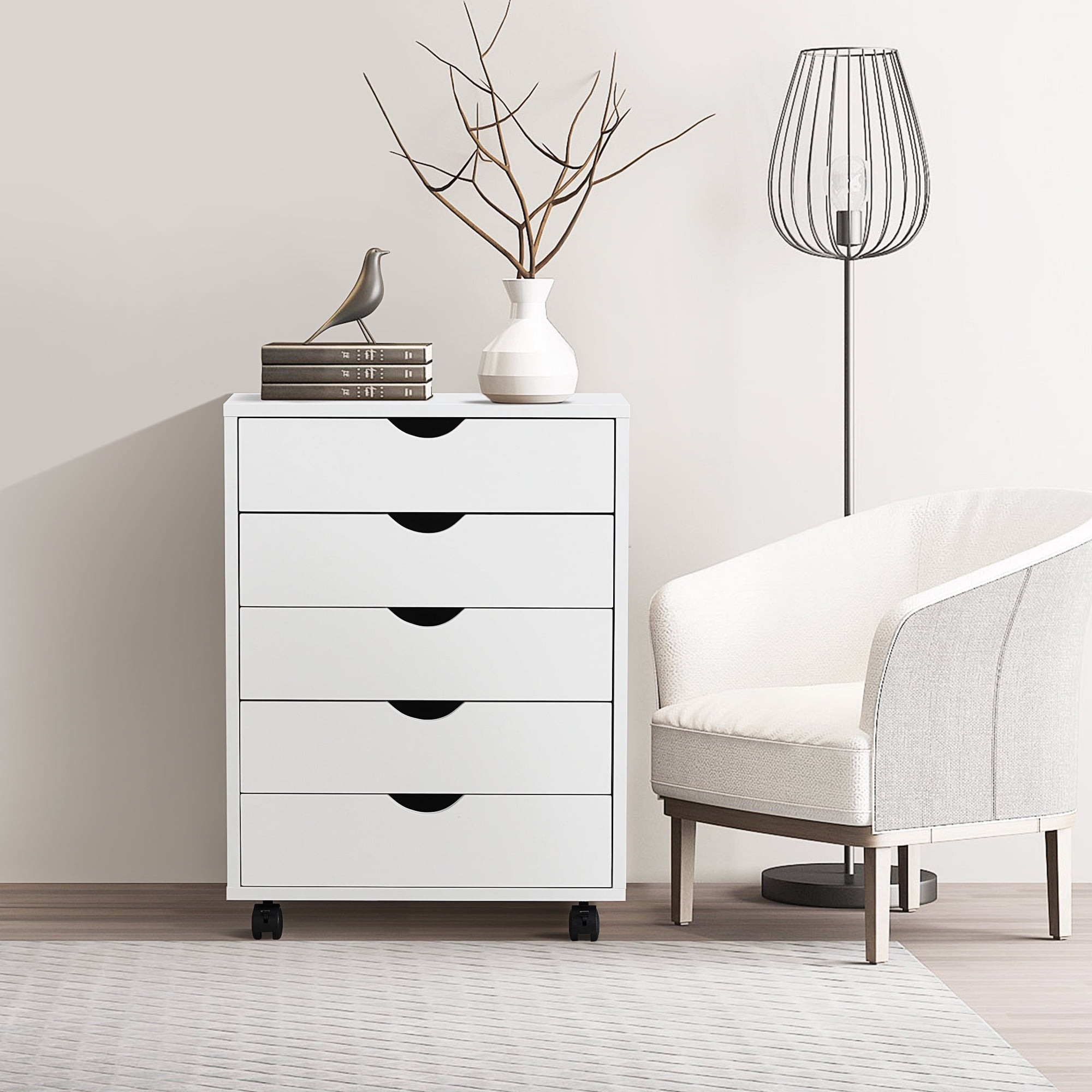 Cómoda EDX de 7 cajones: amplio armario de madera para organizar el dormitorio, el hogar y la oficina, color blanco