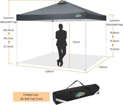 COBIZI - Toldo desplegable de 10 x 20 Pulgadas con 6 Paredes Laterales, toldo Impermeable para Eventos al Aire última intervensión, UPF 50+ cenador portátil para Fiestas, Playa, Camping, Boda,