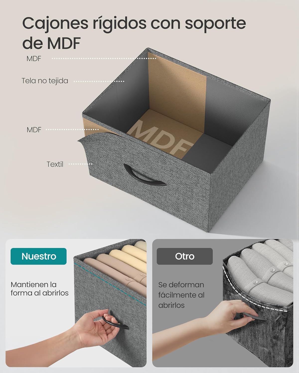 SONGMICS Cómoda, con 9 Cajones, Mueble de Almacenaje, Tela no Tejida, para Dormitorio, Recibidor y Salón, Gris Pizarra MLGS324G101