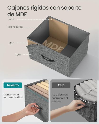 SONGMICS Cómoda, con 9 Cajones, Mueble de Almacenaje, Tela no Tejida, para Dormitorio, Recibidor y Salón, Gris Pizarra MLGS324G101