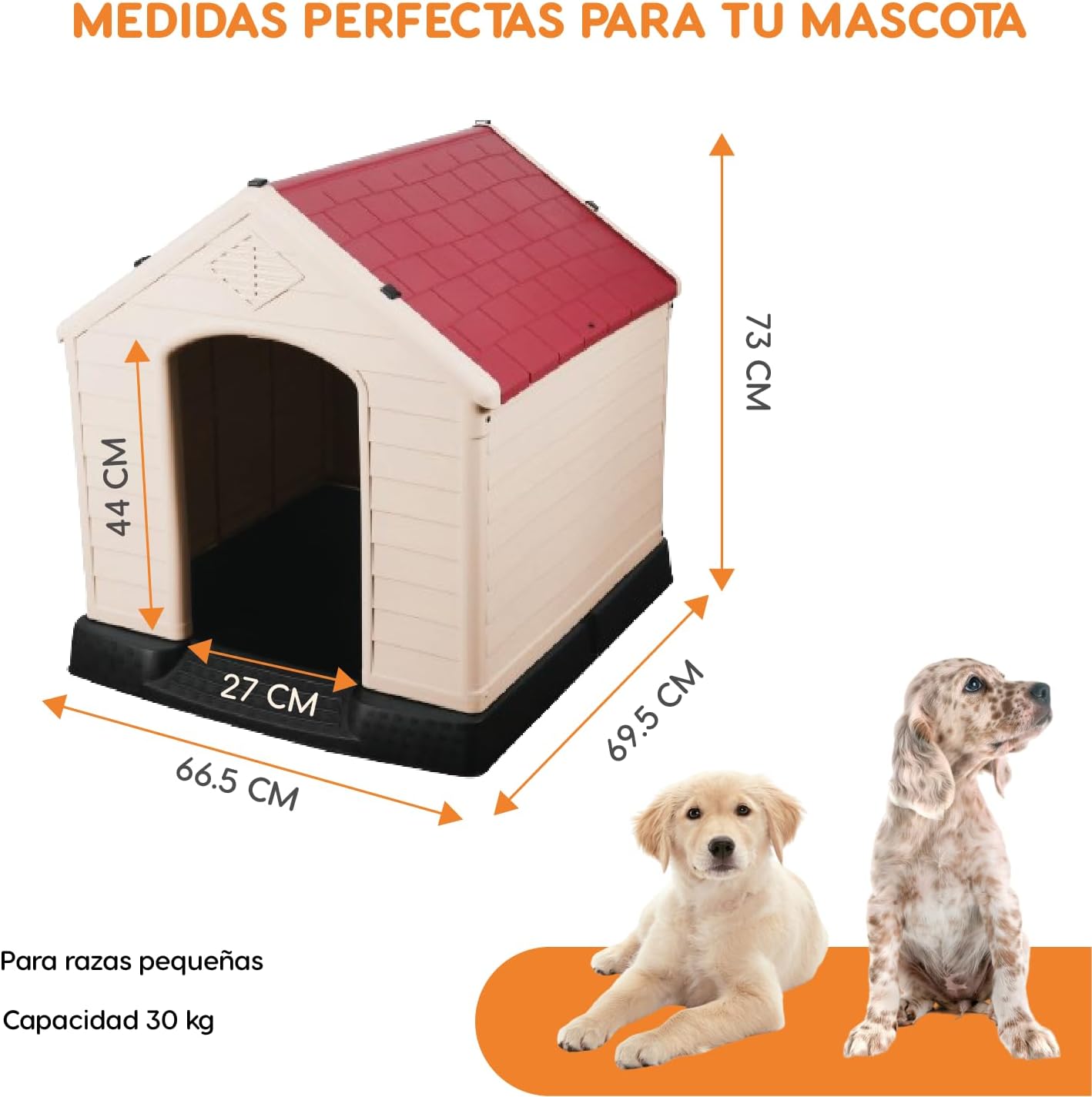 POLI PETS Casa de plástico para Perros, casa Duradera para Perros pequeños, medianos y Grandes, con Suelo Elevado y Rejillas de ventilación, ventila, fácil de Limpiar y Montar Dog Kennel