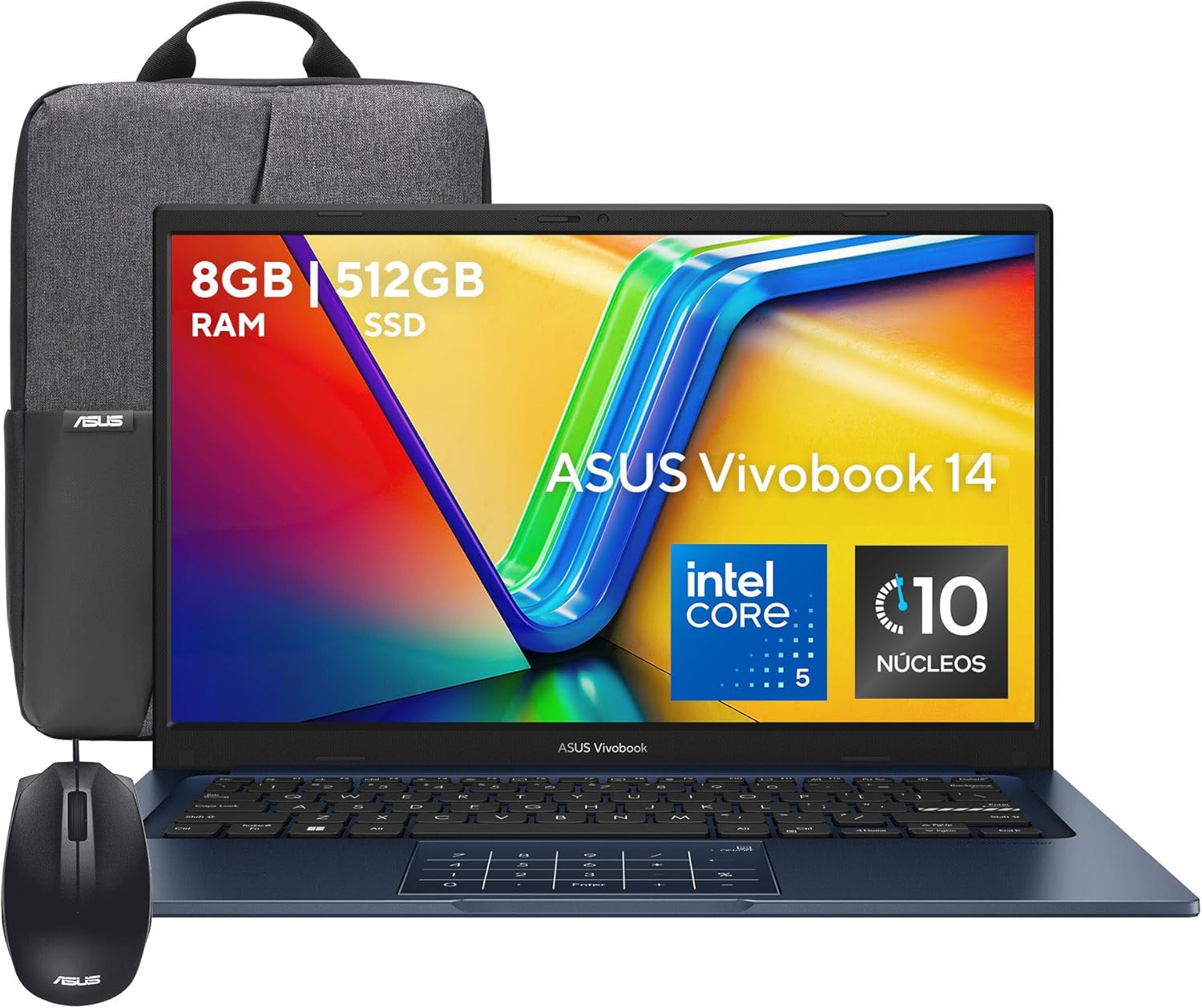 ASUS Vivobook 14, Intel Core 5/8GBRAM/512 GB SSD/Teclado con Ñ/Garantia y Servicio con la Marca en Mexcio