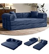 Sof&aacute; cama convertible de 79 pulgadas con marco de forma fija y reposabrazos extra&iacute;bles, durmiente modular de pana, as&iacute; que...