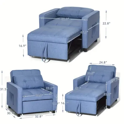 Sofá cama convertible 3 en 1, silla cama para dormitorio