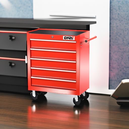 DNA MOTORING - Gabinete de Herramientas con Ruedas de plástico con Sistema de Bloqueo con Llave, Azul, TOOLS-00486