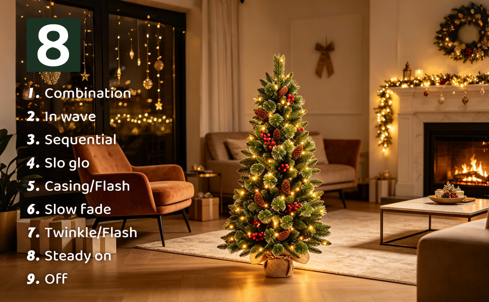 Árbol de Navidad de mesa de 3 pies preiluminado con luces LED