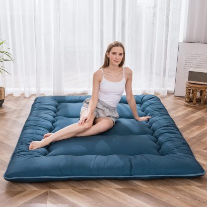 MAXYOYO - Puf plegable para sofá, cama, colchón de piso para adultos, extra grueso, 6 pliegues, sofá para recámara, sala de estar, beige, 135 x 240 cm