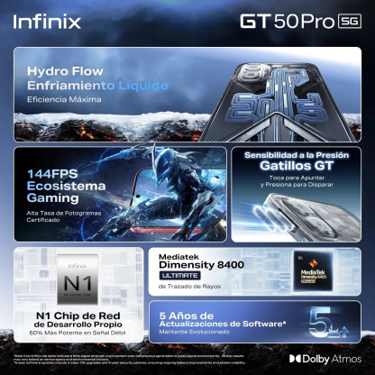 🎮 Celular Gamer 5G, 12GB+512GB, Color Negro Abismo, Incluye Kit Gaming, Enfriamiento Líquido Real, Gatillos GT, hasta 144FPS, Ecosistema Gaming