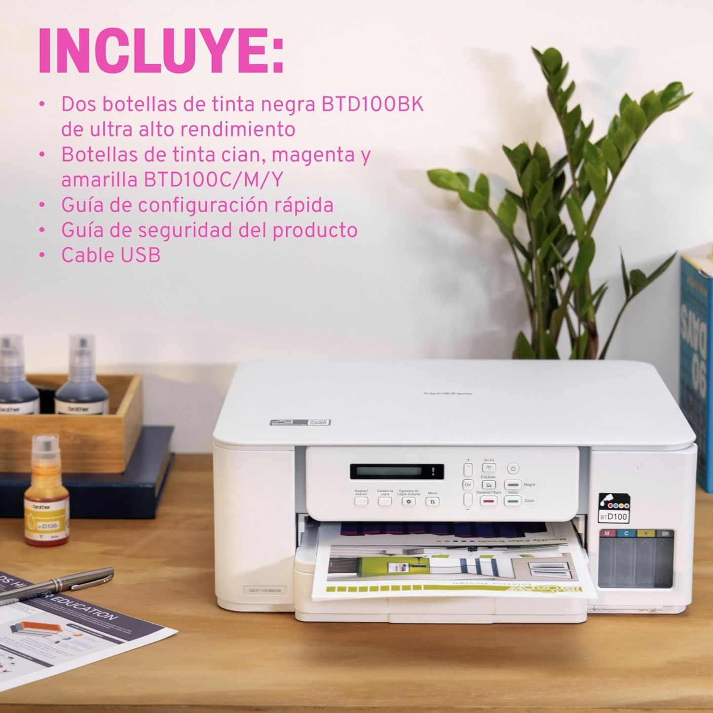 Brother Impresora Multifuncional 3 en 1 Inyección de Tinta Continua a Color DCP-T536DW | Tecnología InkBenefit Tank | Impresión Dúplex, Conectividad Wi-Fi | Impresión en Negro y Color