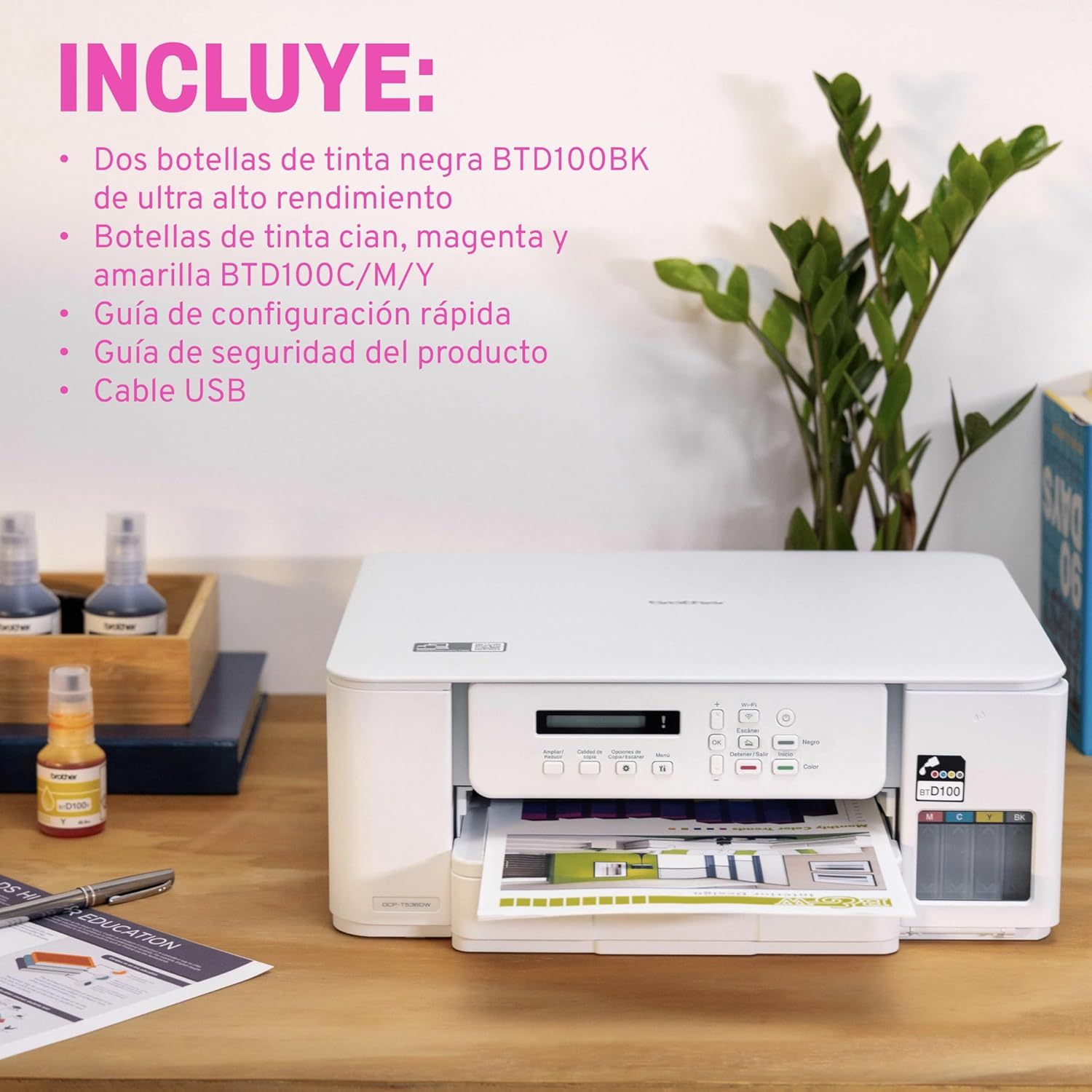 Brother Impresora Multifuncional 3 en 1 Inyección de Tinta Continua a Color DCP-T536DW | Tecnología InkBenefit Tank | Impresión Dúplex, Conectividad Wi-Fi | Impresión en Negro y Color