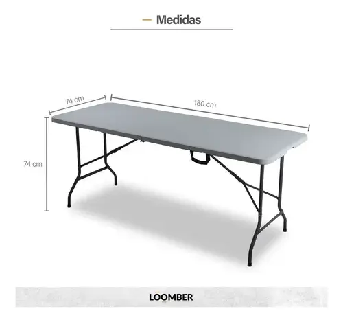 Set 2 Mesas Plegables Blancas 180 cm Portátiles