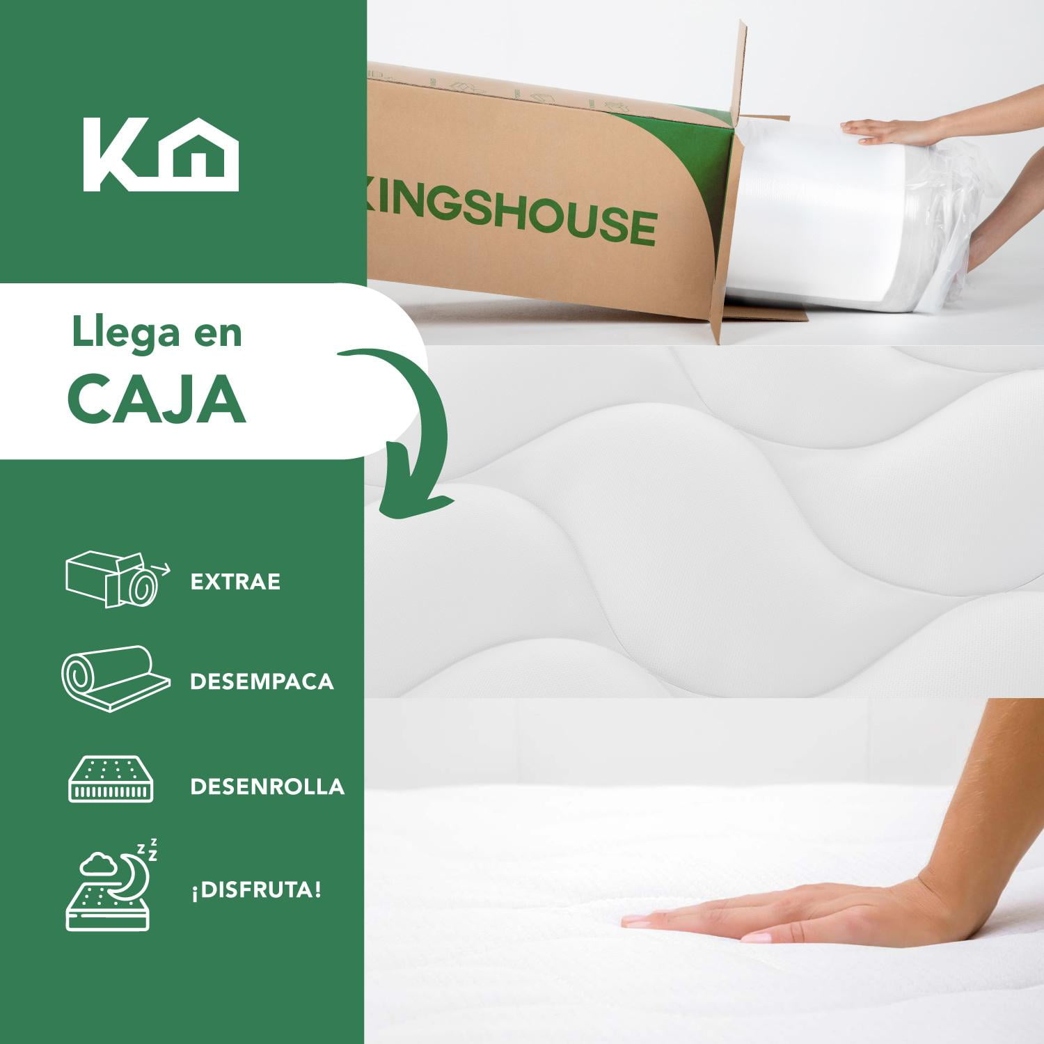 Colchon Matrimonial En Caja 15cm Alto KingsHouse blanco Kingshouse KHCESPMB