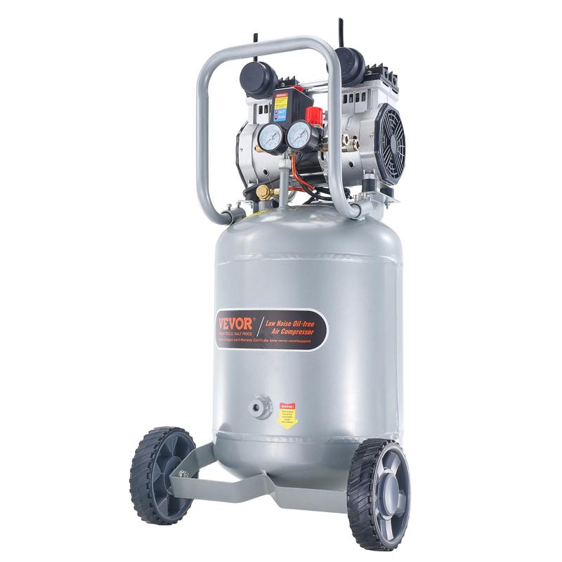 Compresor de aire VEVOR de 13 galones, 2 HP, 4.6 SCFM a 90 PSI, sin aceite, ultra silencioso (66 dB) para inflado de neumáticos, reparación de automóviles, clavado en carpintería y pintura con pistola (presión máx. de 125 PSI)