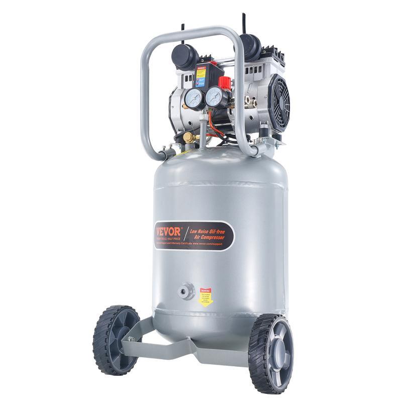 Compresor de aire VEVOR de 13 galones, 2 HP, 4.6 SCFM a 90 PSI, sin aceite, ultra silencioso (66 dB) para inflado de neumáticos, reparación de automóviles, clavado en carpintería y pintura con pistola (presión máx. de 125 PSI)