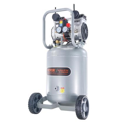 Compresor de aire VEVOR de 13 galones, 2 HP, 4.6 SCFM a 90 PSI, sin aceite, ultra silencioso (66 dB) para inflado de neumáticos, reparación de automóviles, clavado en carpintería y pintura con pistola (presión máx. de 125 PSI)