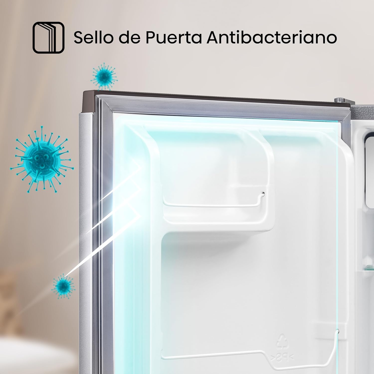 Hisense RR16D6AGX1- Frigobar,1.6 pies cúbicos,Congelador independiente,Termostato ajustable,Estantes para botellas de 2 litros,45x47x50cm(AnchoxLargoxAlto),Gris