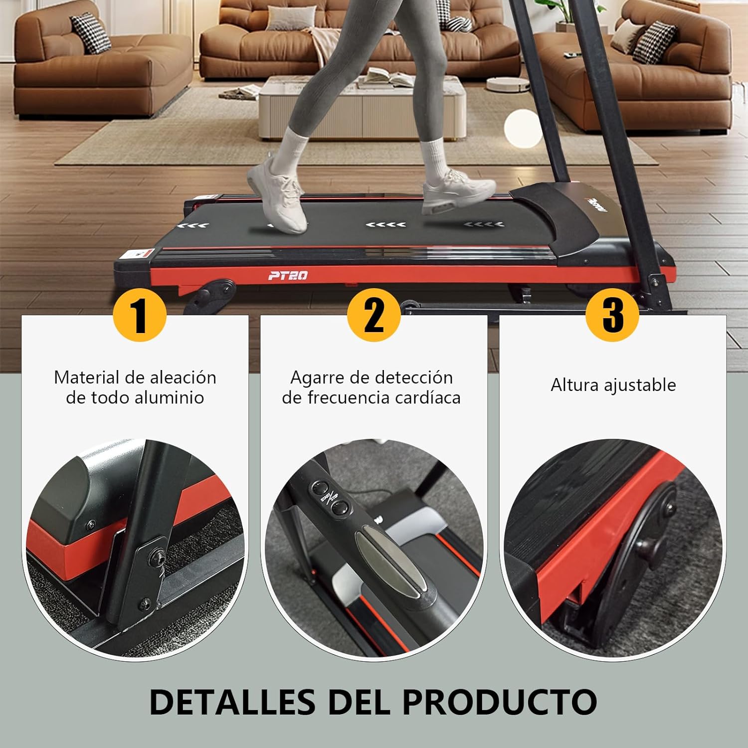 RESTSUKO Caminadora Electrica Plegable 2.5 HP, Caminadora Electrica con Asas, 3 Niveles de Inclinación, Antideslizante, Incluye Bocinas y Pantalla, Velocidad 1 a 12 km/h, Soporte 150 Kg