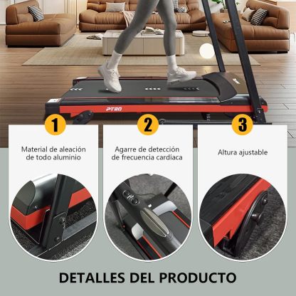 RESTSUKO Caminadora Electrica Plegable 2.5 HP, Caminadora Electrica con Asas, 3 Niveles de Inclinación, Antideslizante, Incluye Bocinas y Pantalla, Velocidad 1 a 12 km/h, Soporte 150 Kg