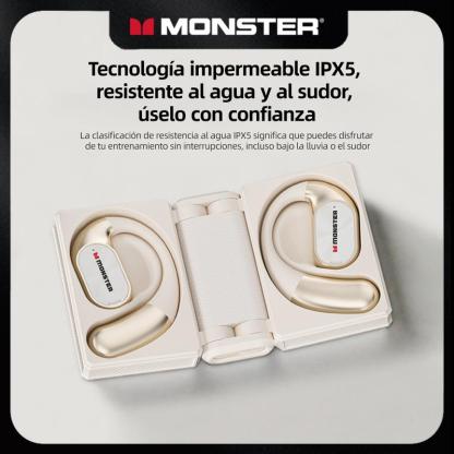 Monster Open-Ear Audífonos Inalámbricos, Bluetooth 6.0, 100 H de Duración, Compatibles con iPhone Android y Dispositivo Bluetooth, 14.2 mm Diafragmas, Para Gimnasio, Estudio y Trabajo - Regalo de Primera Elección