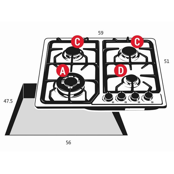 Combo Parrilla a Gas 4 Quemadores Acero Inox, Campana Cristal 60 cm y Horno a Gas LP para Empotrar 60 cm Acero Inox. Disa Home PAEM4/CAMPC60C/HGEMP24AI