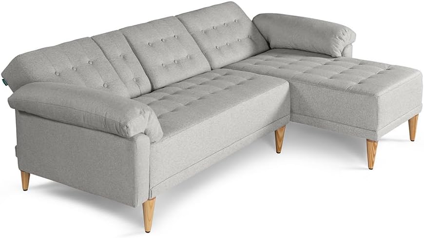 MAKORA Sala Modular Sofa Cama Brunello De 3 Plazas con Portavasos Memory Foam Respaldo Reclinable 3 Posiciones Recto Relax o Cama Perfecto para Departamento o Casa (Gris Claro)