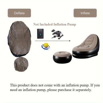 1set Inflatable Lounger Sofa Portable Lazy Slip-on Sofa Color Boxed Modern Casual Home Outdoor Camping Movable Flocking Sofa