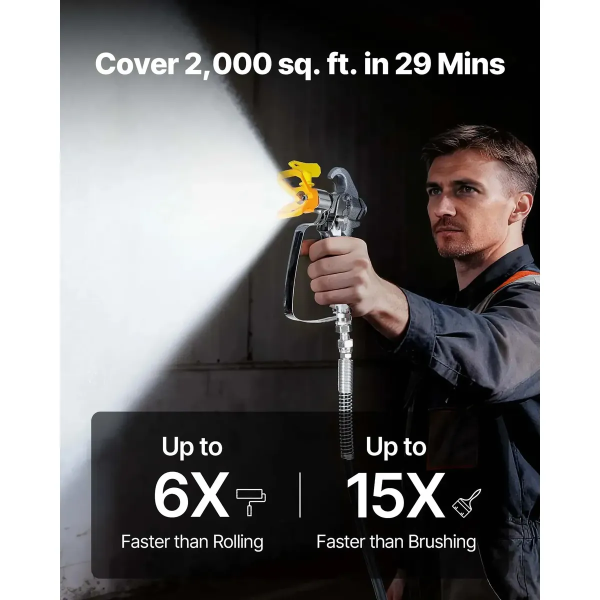 ⭐🏠Pulverizador vertical sin aire – 3000 PSI / 750 W, apto para pintar paredes interiores y exteriores, muebles y vallas | 🎨Pulverizador de mano con manguera(Garantía de 3 años)
