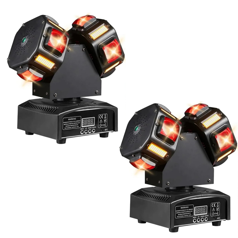 🎵Luces DJ Doble Cabeza con Control Remoto, 120W Haces Móviles Rotación 360° Strobe Láser para Fiesta Discoteca Bar KTV DJ Iluminación LED RGBW Proyector Efectos Escenario Focos De Iluminación