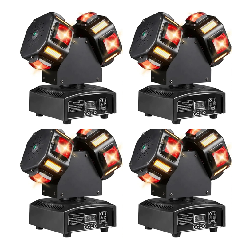 🎵Luces DJ Doble Cabeza con Control Remoto, 120W Haces Móviles Rotación 360° Strobe Láser para Fiesta Discoteca Bar KTV DJ Iluminación LED RGBW Proyector Efectos Escenario Focos De Iluminación