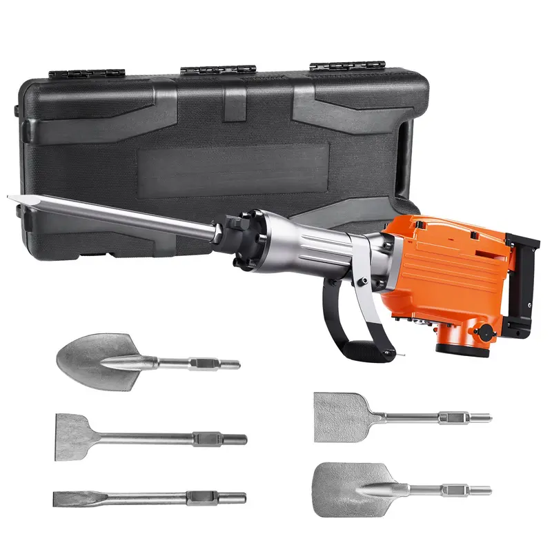 VEVOR - Martillo de demolición, MAX 2200 W, martillo eléctrico resistente, 1350 BPM, 6 piezas de cinceles con estuche
