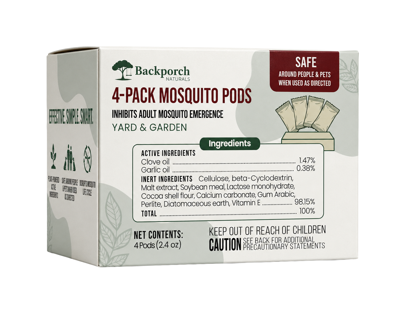 Mosquito Pods approved 4-Pack packaging