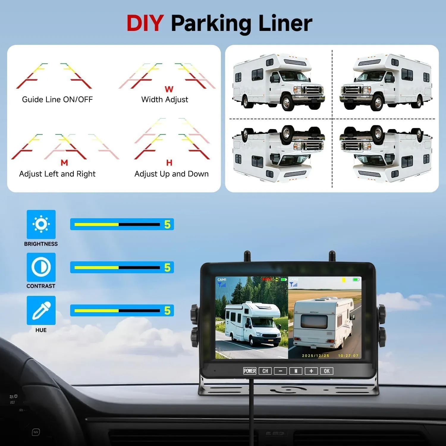 ✨Flash sale Now✨7" Wireless Dual-Lens Magnetic Backup Camera Kit - 12-in-1 Heavy Duty System
