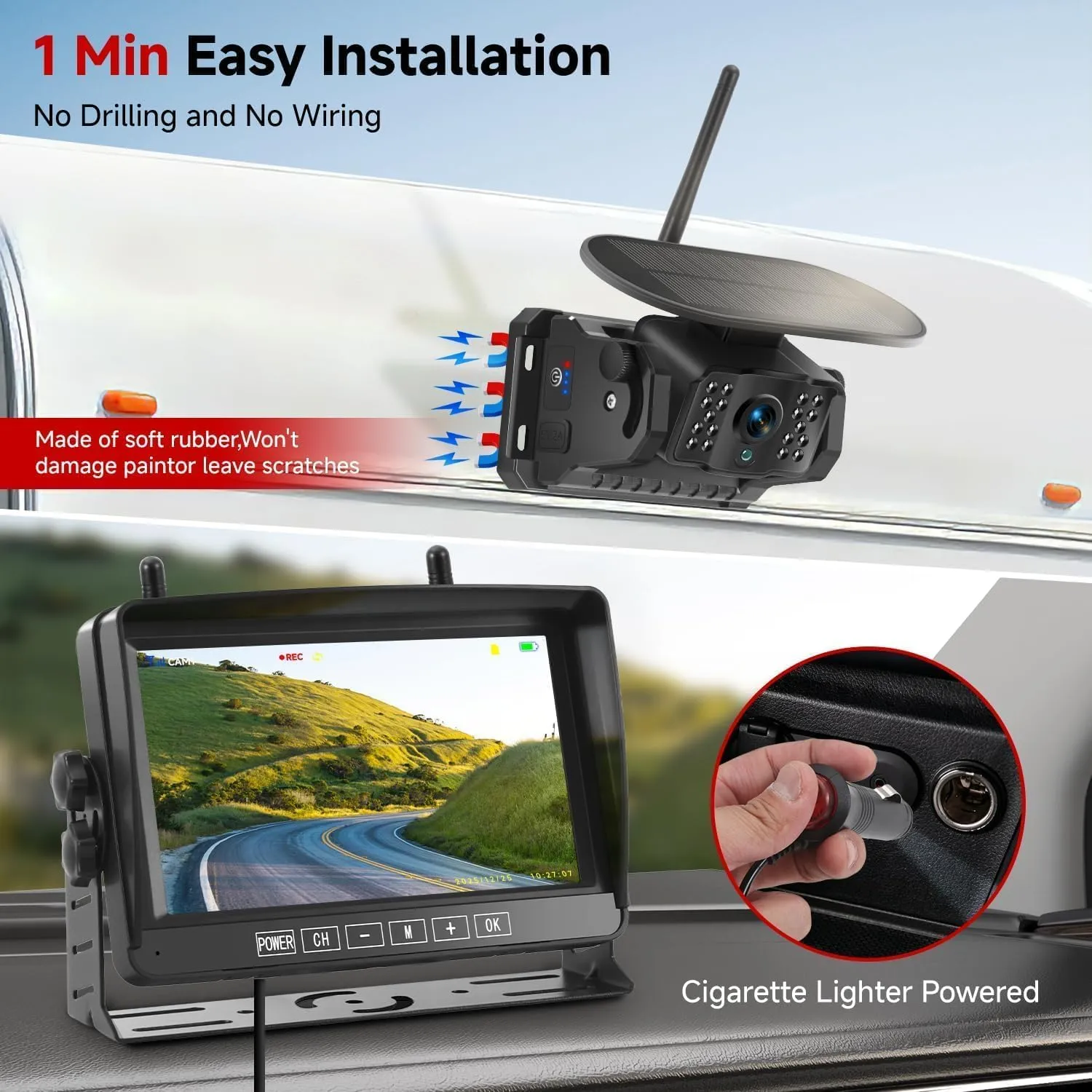 ✨Flash sale Now✨7" Wireless Dual-Lens Magnetic Backup Camera Kit - 12-in-1 Heavy Duty System
