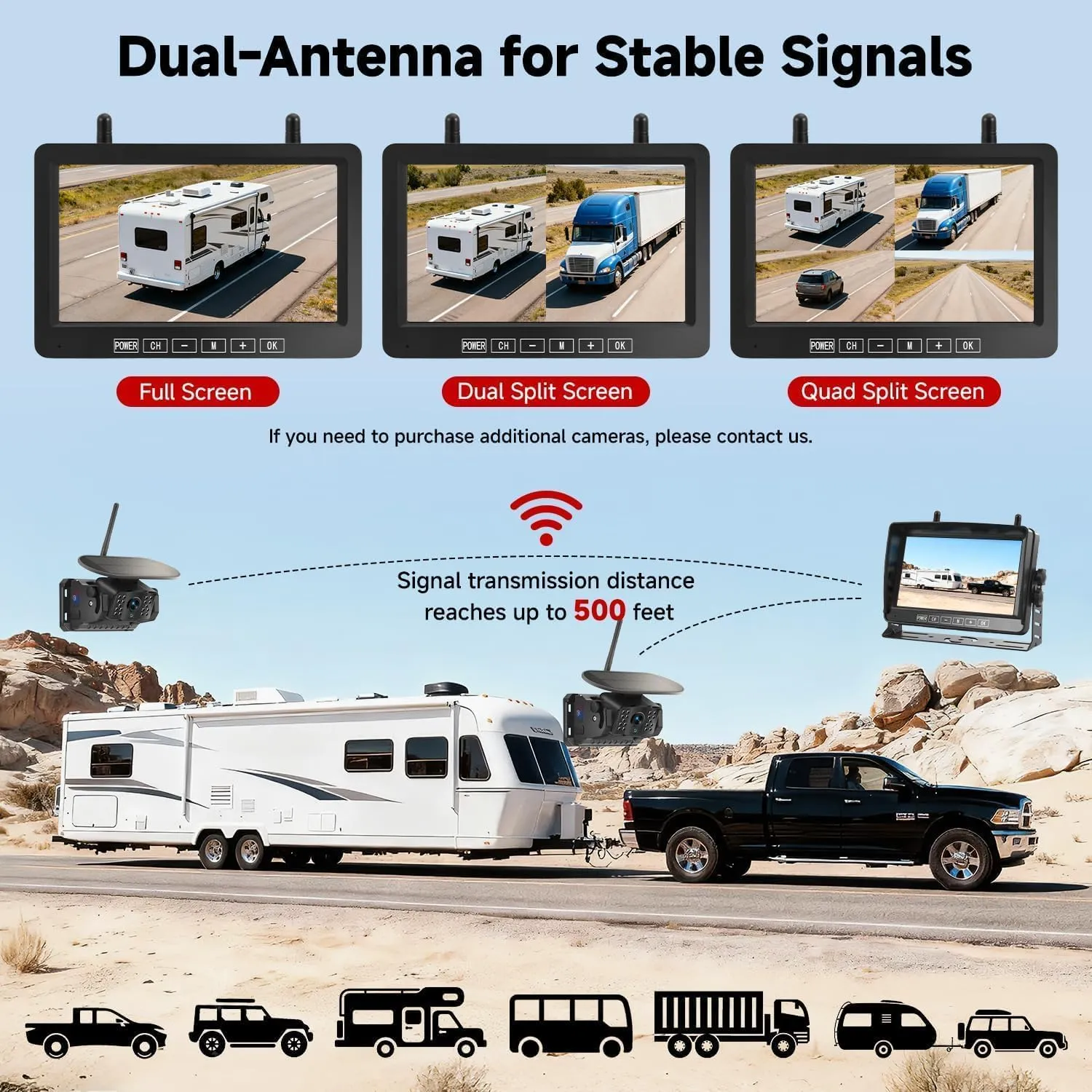 ✨Flash sale Now✨7" Wireless Dual-Lens Magnetic Backup Camera Kit - 12-in-1 Heavy Duty System