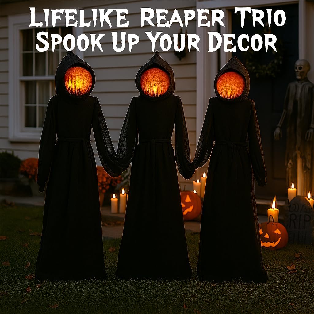 🎃🧙 Evergreen Set of 3 LED Black Halloween Witches – Giant, Glowing, Spooky, Weatherproof Outdoor Halloween Décor 👻✨