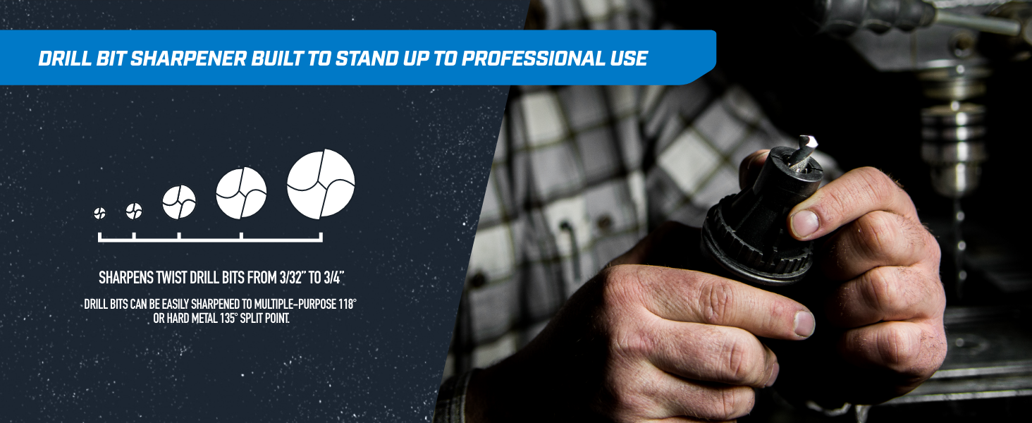 Drill bit sharpener built to stand up to professional use