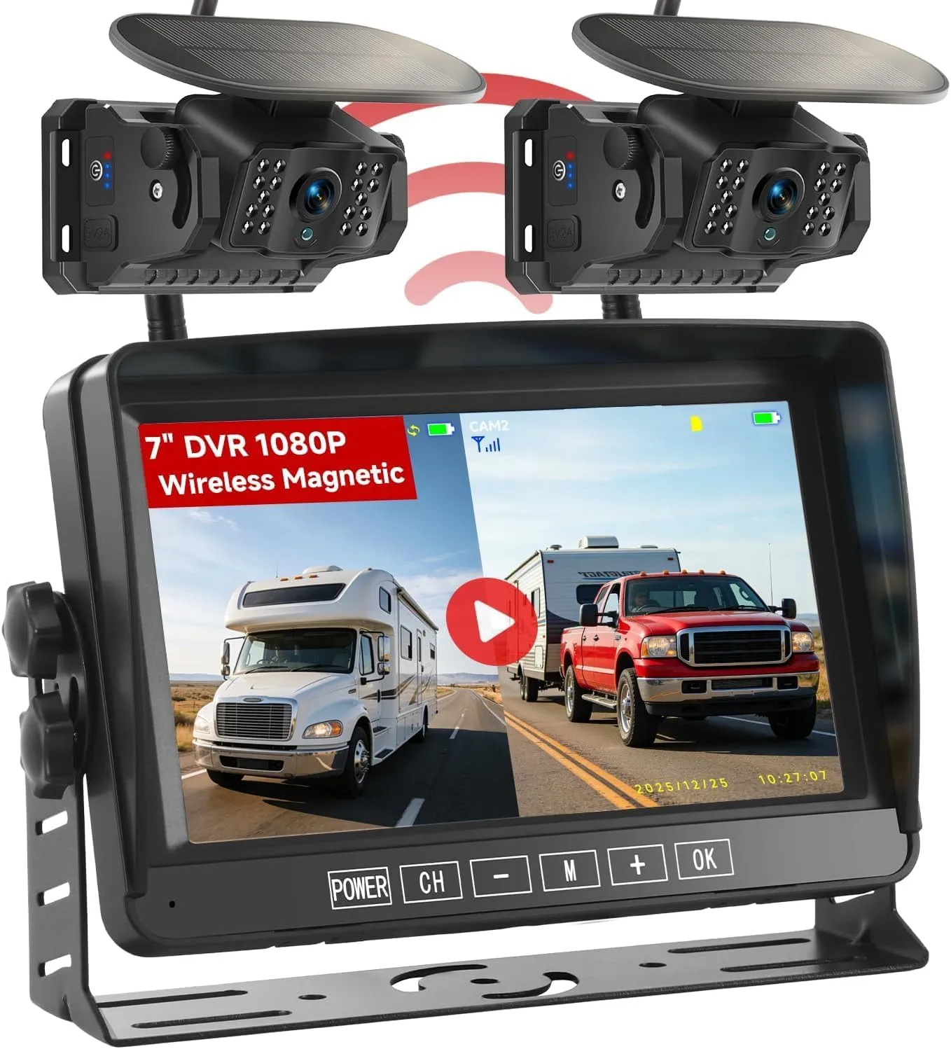 ✨Flash sale Now✨7" Wireless Dual-Lens Magnetic Backup Camera Kit - 12-in-1 Heavy Duty System