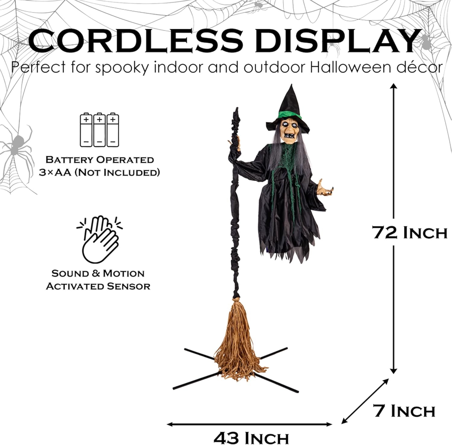 🎃🧙 Evergreen Set of 3 LED Black Halloween Witches – Giant, Glowing, Spooky, Weatherproof Outdoor Halloween Décor 👻✨