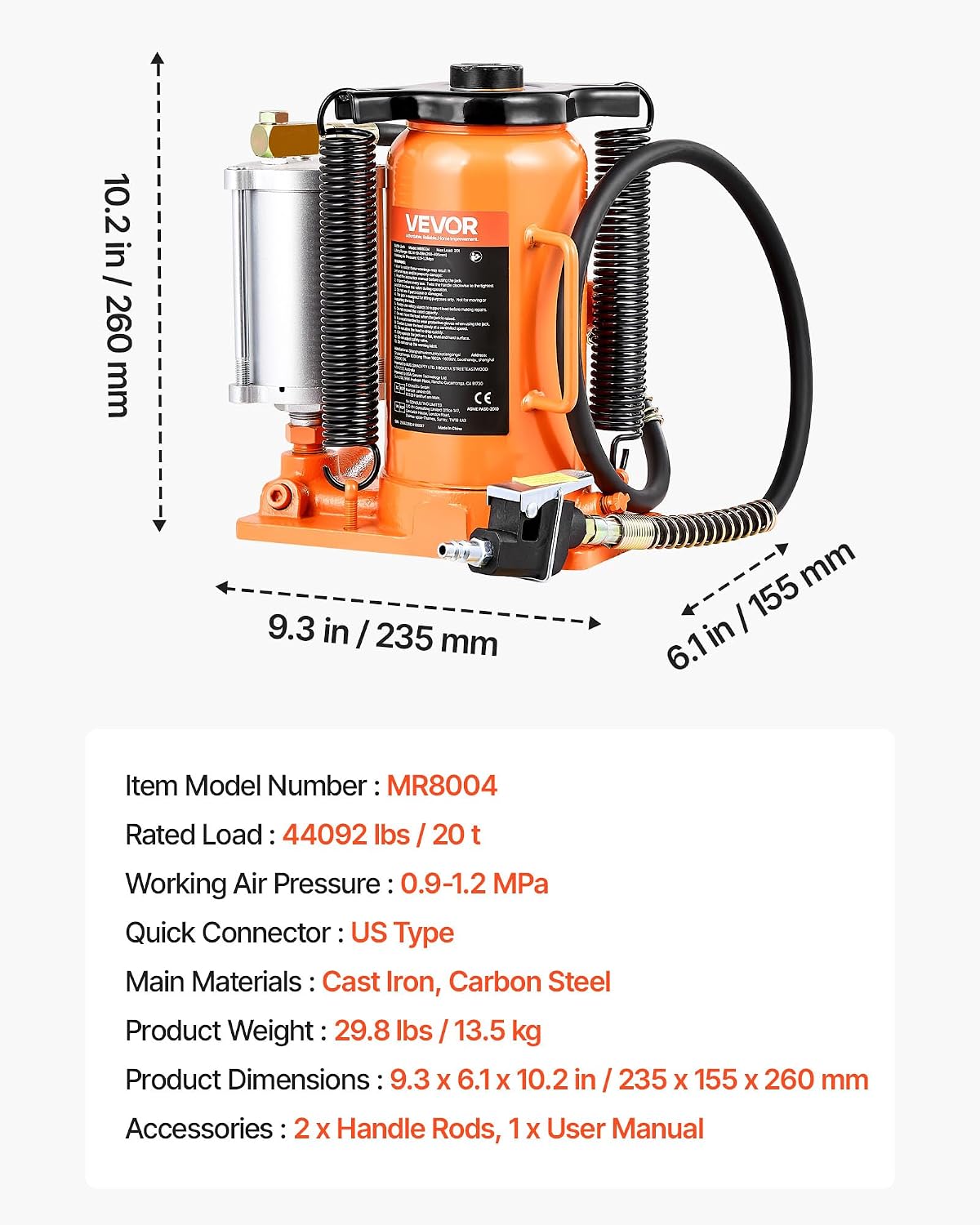 VEVOR Air Hydraulic Bottle Jack