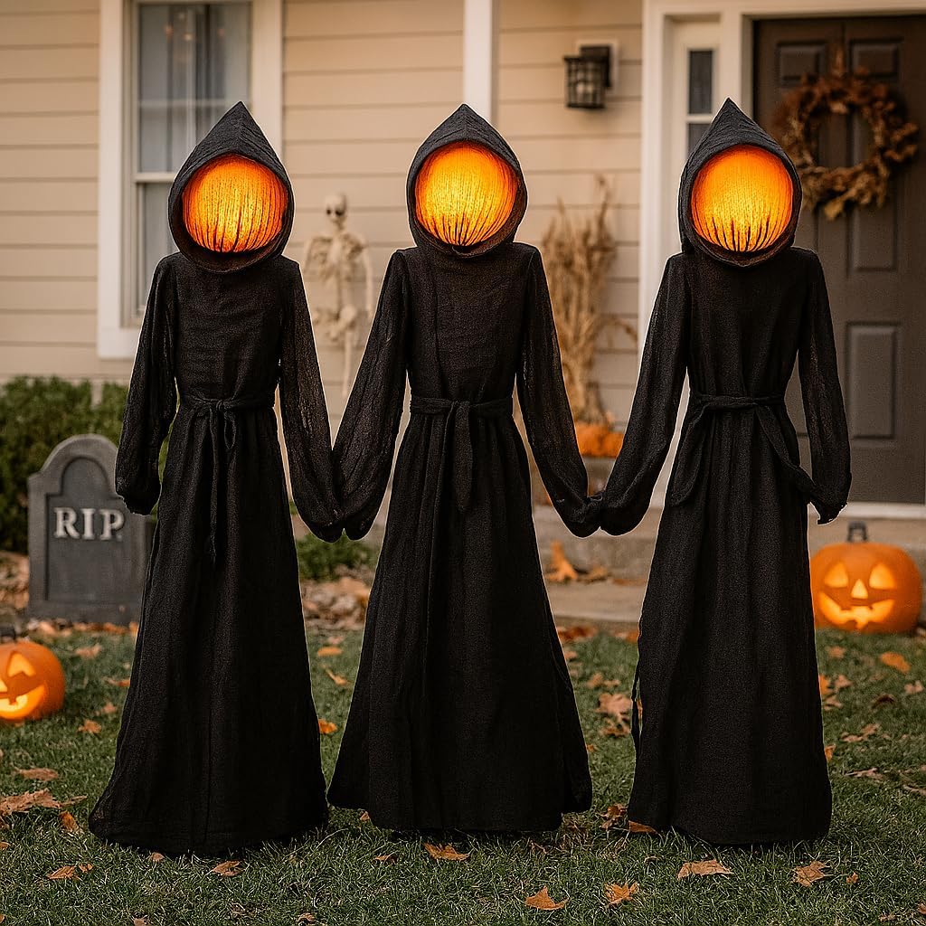 🎃🧙 Evergreen Set of 3 LED Black Halloween Witches – Giant, Glowing, Spooky, Weatherproof Outdoor Halloween Décor 👻✨
