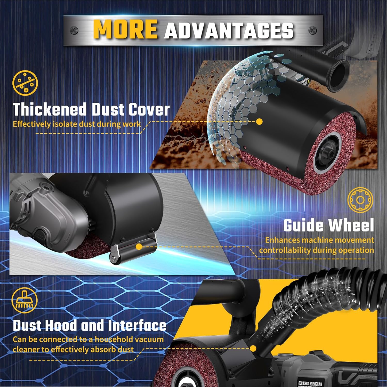 ⚡🛠️ Cordless Burnishing Polishing Machine - Powerful, Adjustable, Dust-Free Metal Restoration Tool 🛠️⚡