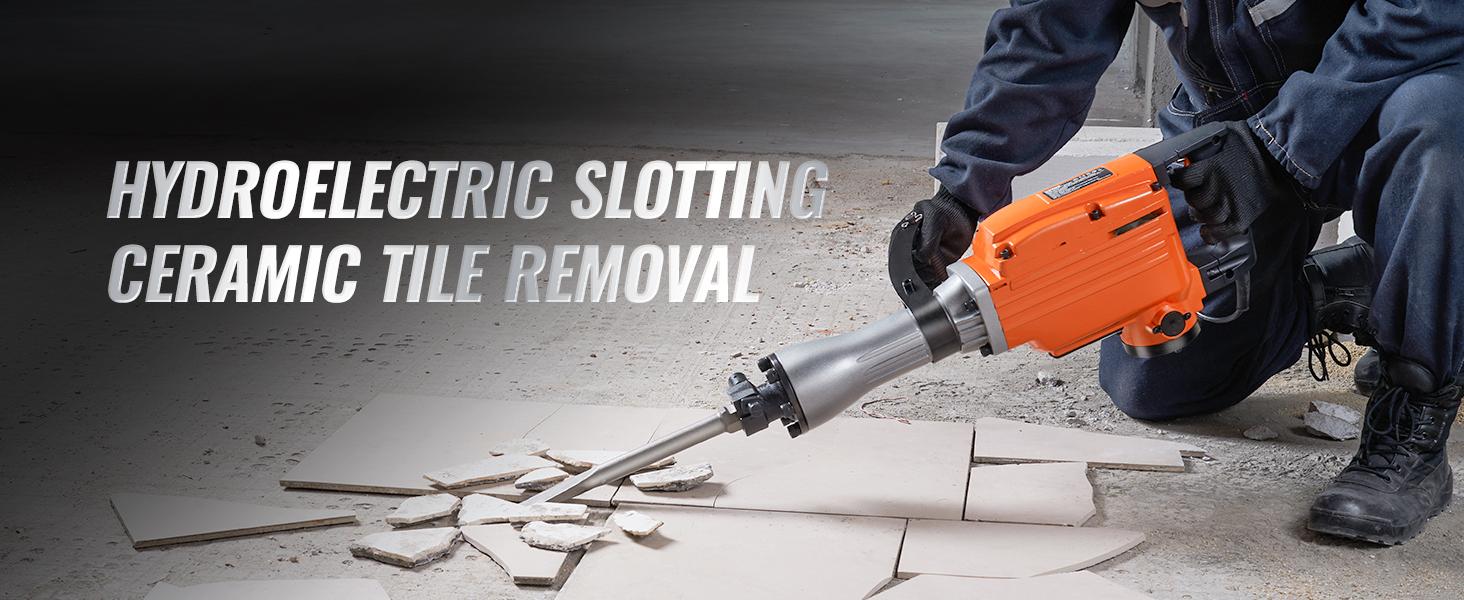 【Summerfinds】VEVOR Heavy Duty Demolition Jackhammer Electric Drill Tool Set - Aluminum Body, 2/4/6 Chisel Bits, 360&deg;C Swiveling Front Handle, Cooling System, for Construction Concrete Breaking, Included Gloves, Ideal for Chimney Work, 2000W Motor