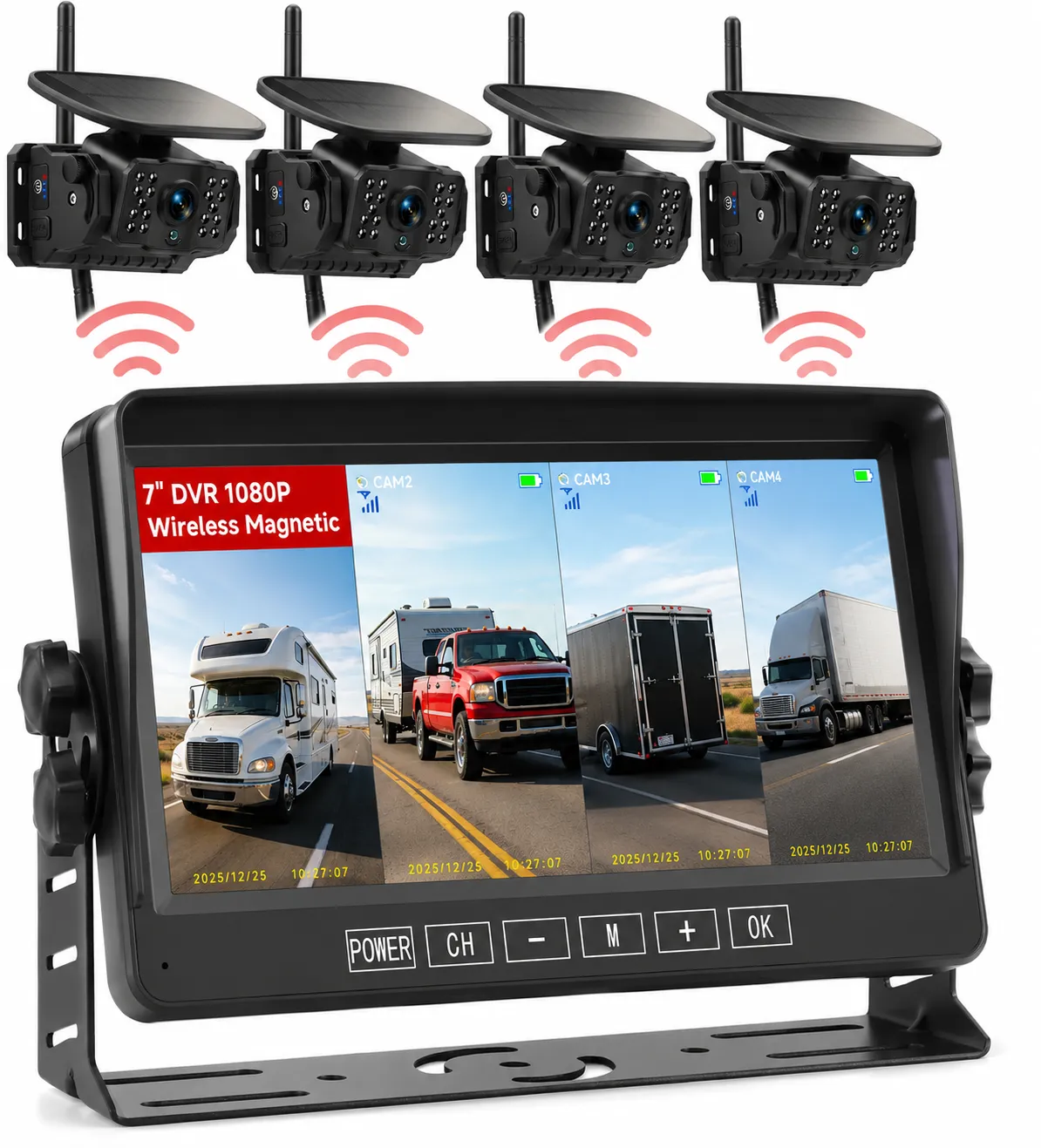 ✨Flash sale Now✨7" Wireless Dual-Lens Magnetic Backup Camera Kit - 12-in-1 Heavy Duty System