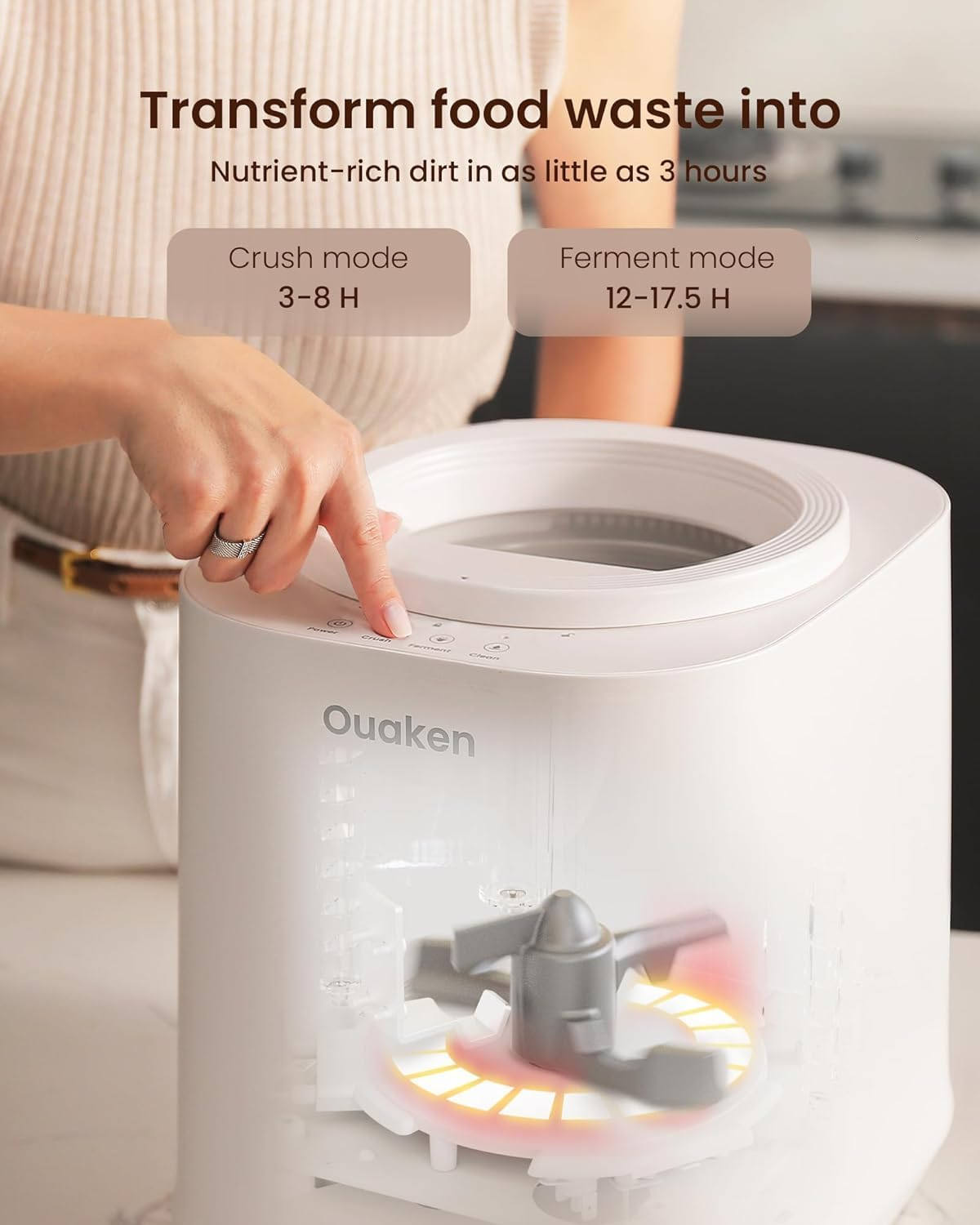 👑 Ouaken 4L Smart Electric Composter – Up to 30% OFF Premium Countertop Food Waste Compost Machine, Odorless, Quiet, Auto-Cleaning for Kitchen Indoor