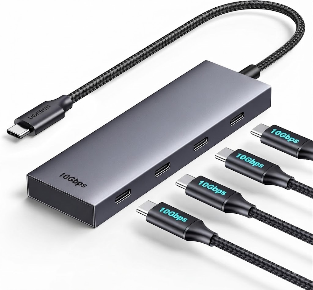 USB C Hub 4 Ports, Multiple USB 3.2 Hub, 4x10Gbps Data Transfer