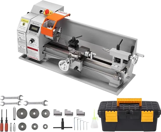 VEVOR Metal Lathe 7"x12",Precision Bench Top Mini Metal Lathe 550W, Metal Lathe Variable Speed 50-2500 RPM Nylon Gear With A Movable Lamp for Precision Parts Processing